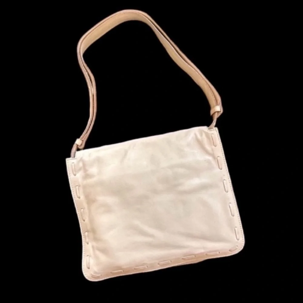 Bottega Veneta Cream Adjustable Strap Calfskin Leather Shoulder Bag